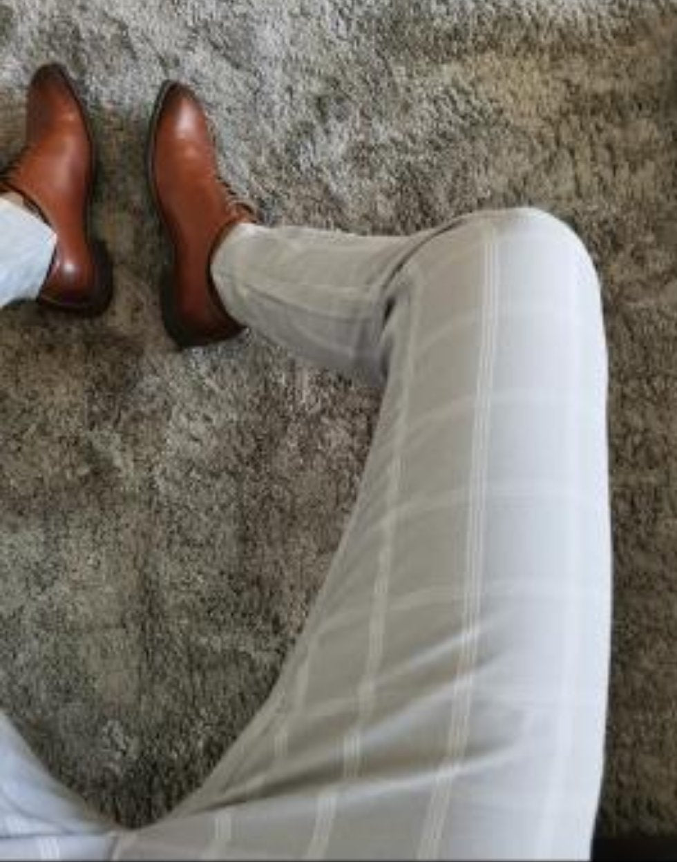 Check patterned skinny fit trousers