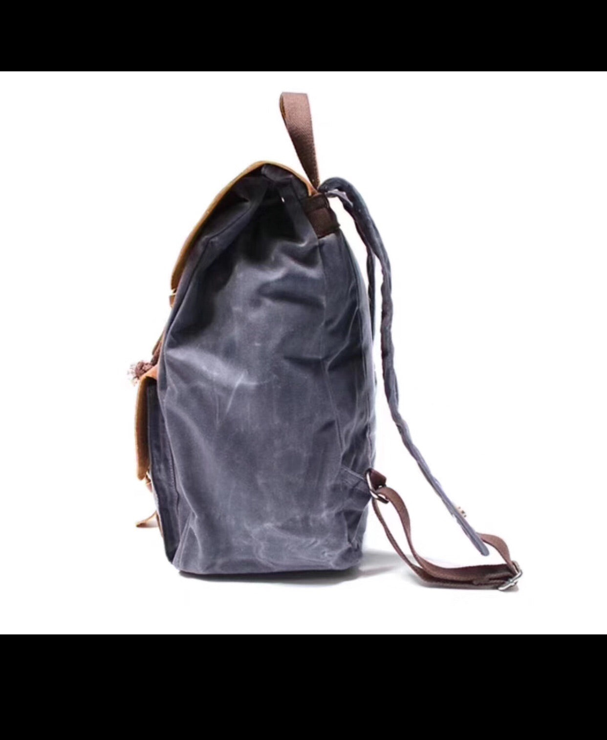 Cute cow hide leather and canvas backpack