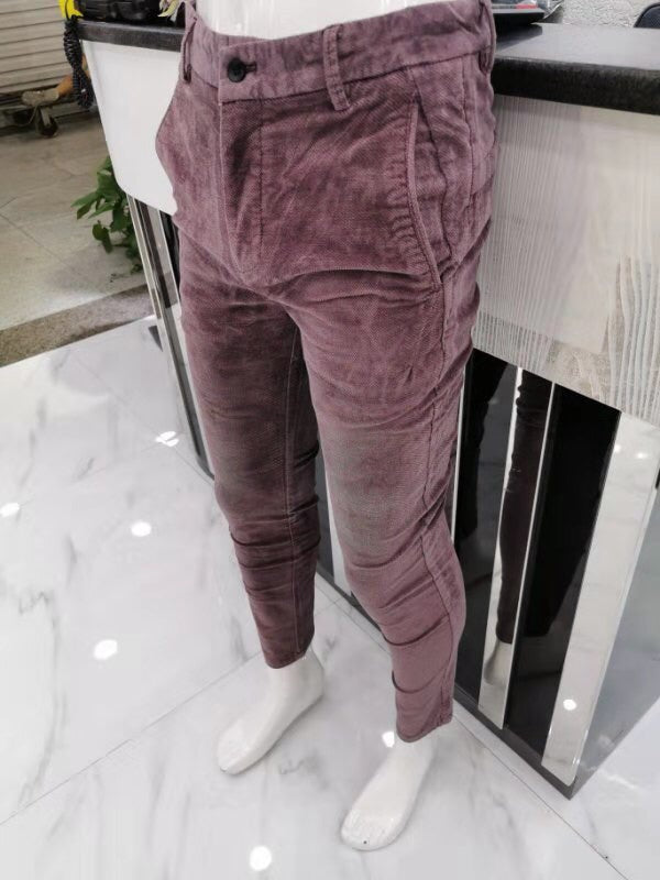 Skinny textured trousers