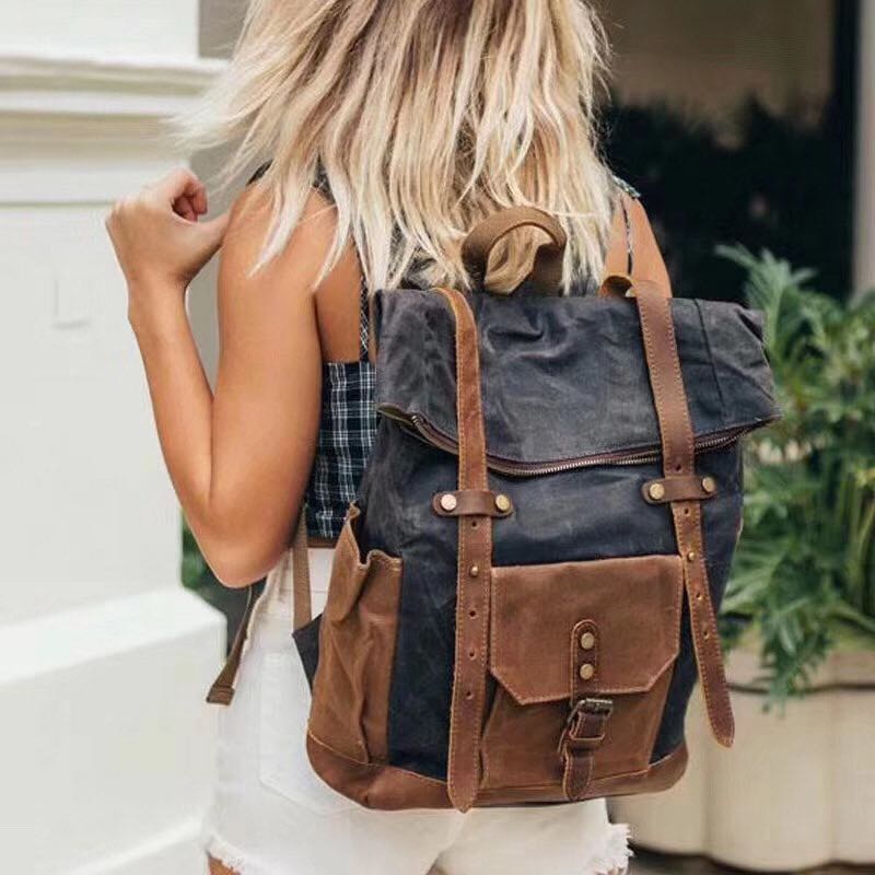 Canvas and Leather Backpack