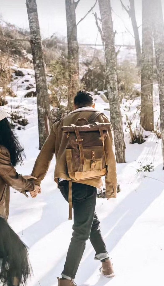 Canvas and Leather Backpack